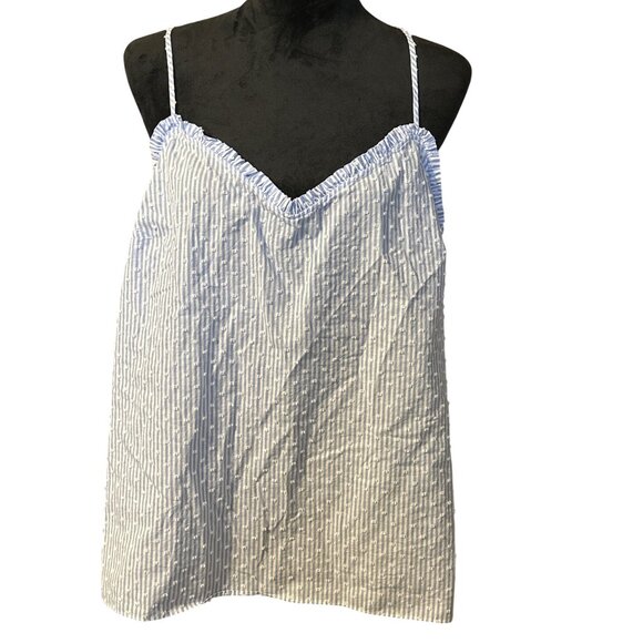 Lilly Pulitzer Tops - Lilly Pulitzer Blue & White Striped Ruffle Trim Tank Top XL